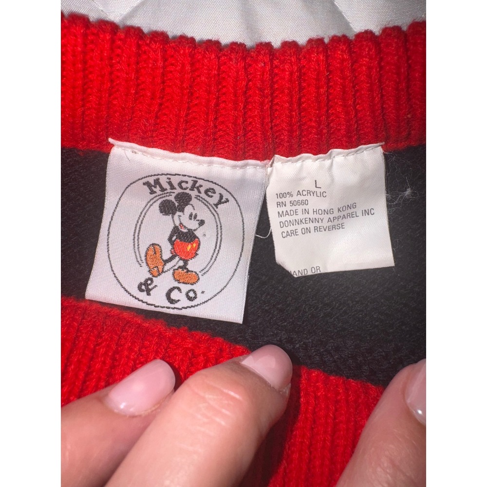 Mickey and Co Womens Black Knit Sweater Graphic Print Disney Character Size L - Picture 6 of 7